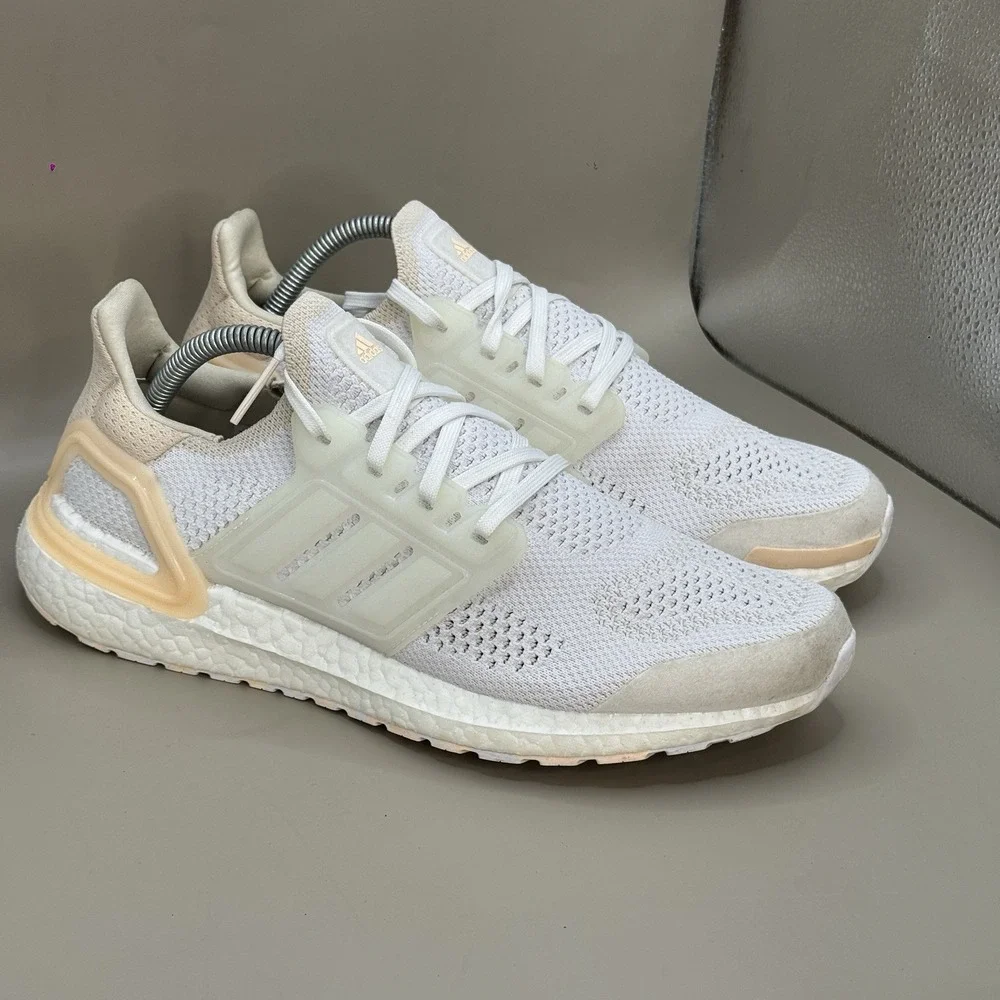 Adidas Ultraboost 19.5 DNA Womens 9.5 White Orange Running Shoes Sneakers GZ6469